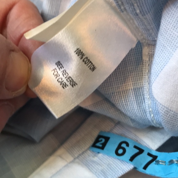 Johnston&Murphy slim fit white/light blue check short sleeve shirt - Picture 7 of 8